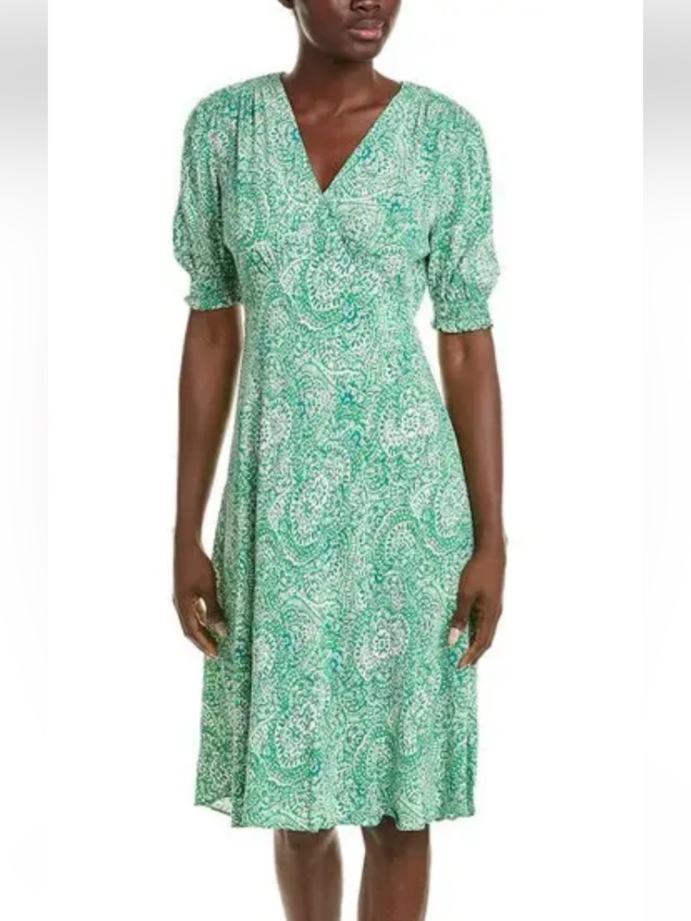 Diane Von Furstenberg Emma Dress in Athens Paisley Indian Green